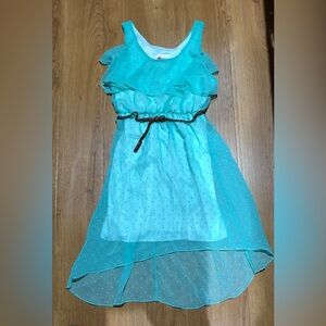Kiddo by Katie Teal Ruffle Chiffon Dress with Braided Belt